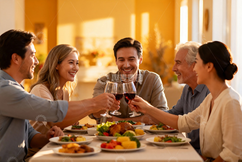 高清大图下载【趣麦麦图】家庭聚餐欢庆时刻