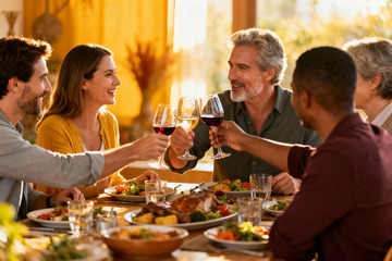 家人聚餐举杯欢庆