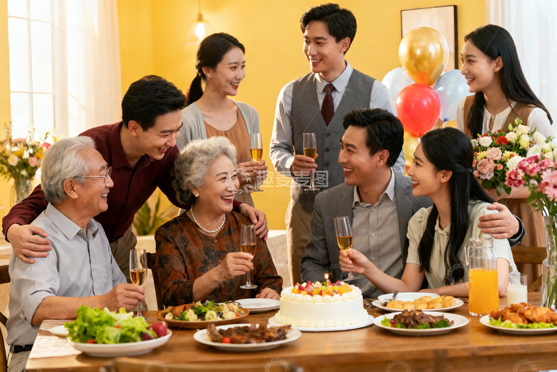高清大图下载【趣麦麦图】家庭聚会欢庆场景