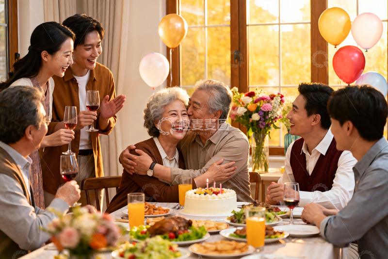 高清大图下载【趣麦麦图】家庭生日聚会温馨场景