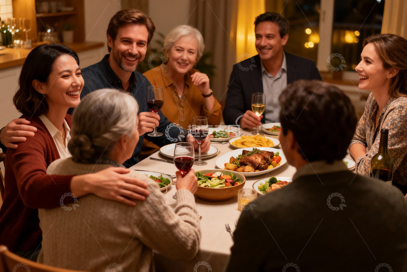 高清大图下载【趣麦麦图】温馨家庭聚餐其乐融融