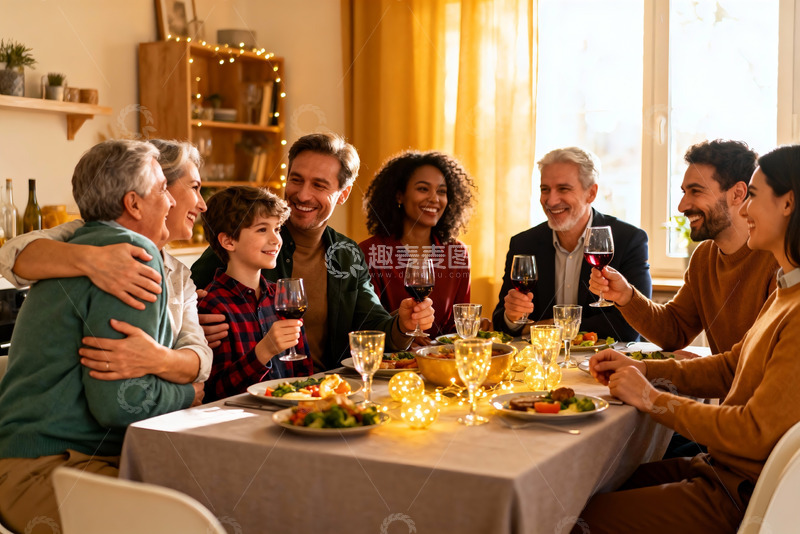 高清大图下载【趣麦麦图】家庭聚餐欢庆时刻