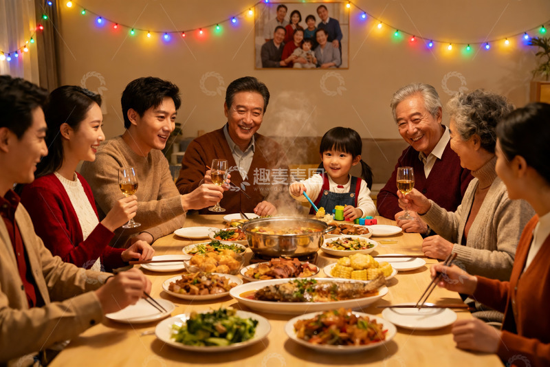 高清大图下载【趣麦麦图】家庭聚餐欢庆团圆