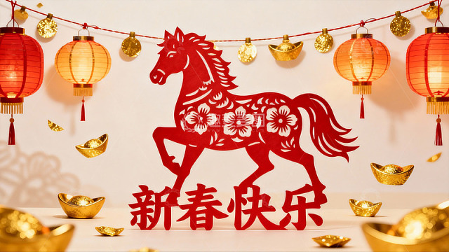 春节剪纸马挂饰新年装饰