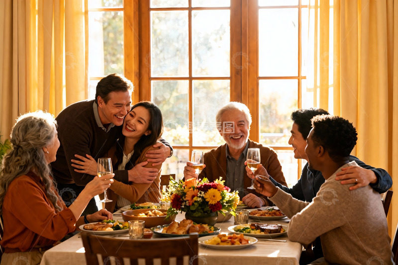 高清大图下载【趣麦麦图】家庭聚餐欢庆时刻