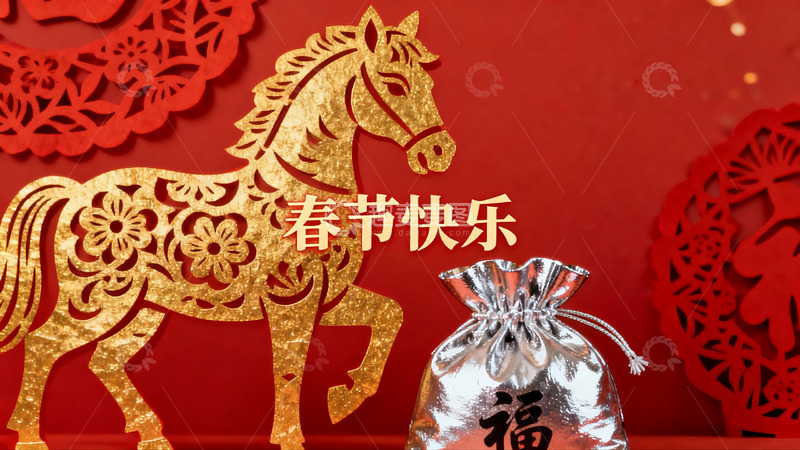 高清大图下载【趣麦麦图】春节剪纸装饰与红包