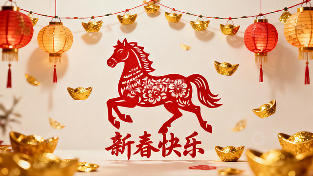春节剪纸马挂饰新年装饰