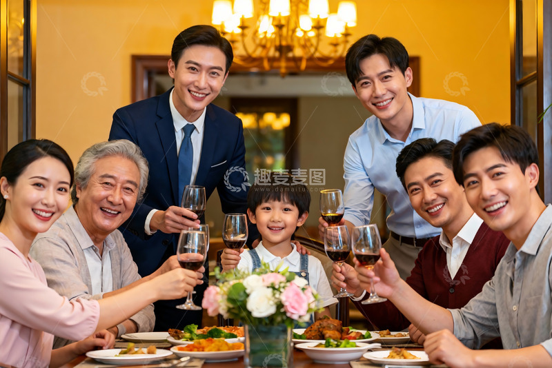 高清大图下载【趣麦麦图】家庭聚餐欢庆时刻