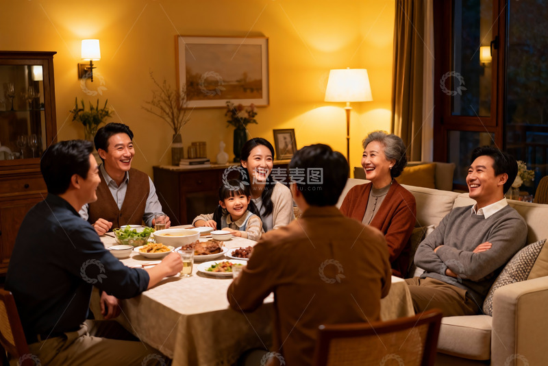 高清大图下载【趣麦麦图】温馨家庭聚餐其乐融融