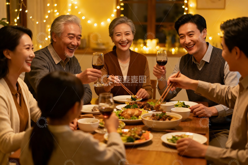 高清大图下载【趣麦麦图】温馨家庭聚餐其乐融融