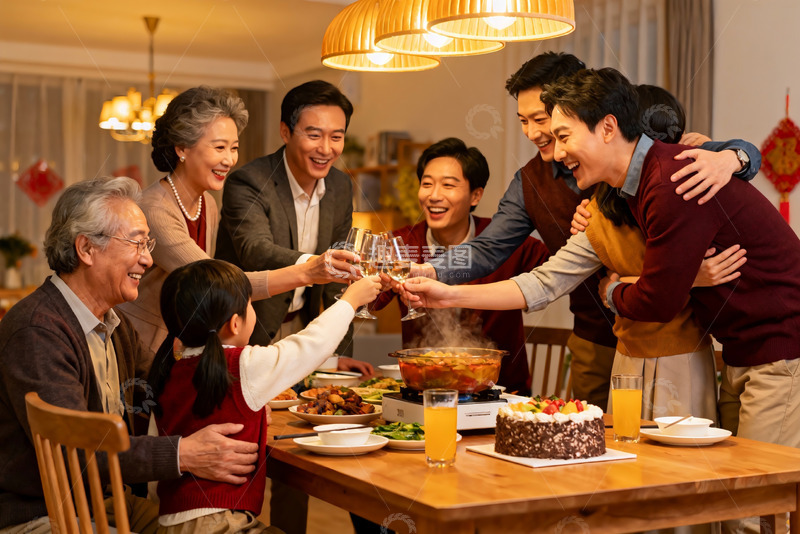 高清大图下载【趣麦麦图】家庭聚餐欢庆时刻
