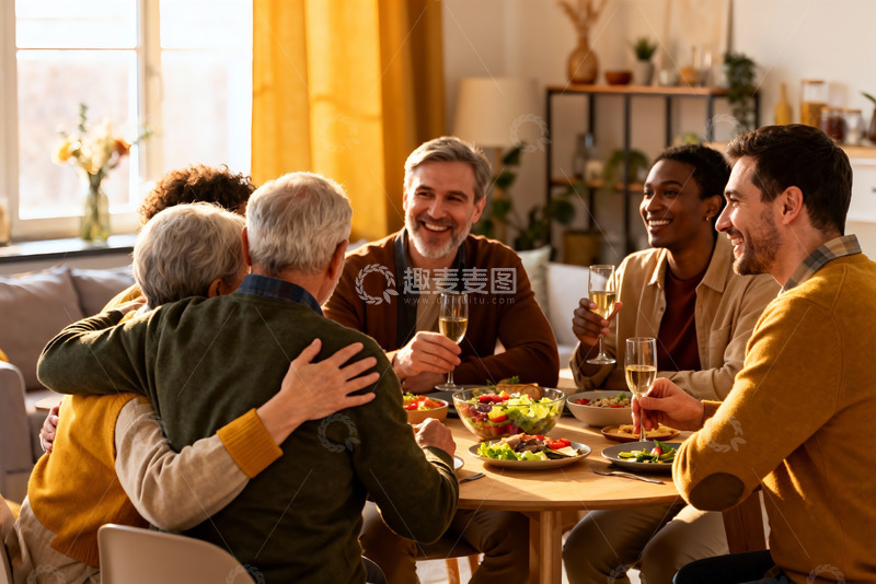 高清大图下载【趣麦麦图】家庭聚餐欢笑温馨场景