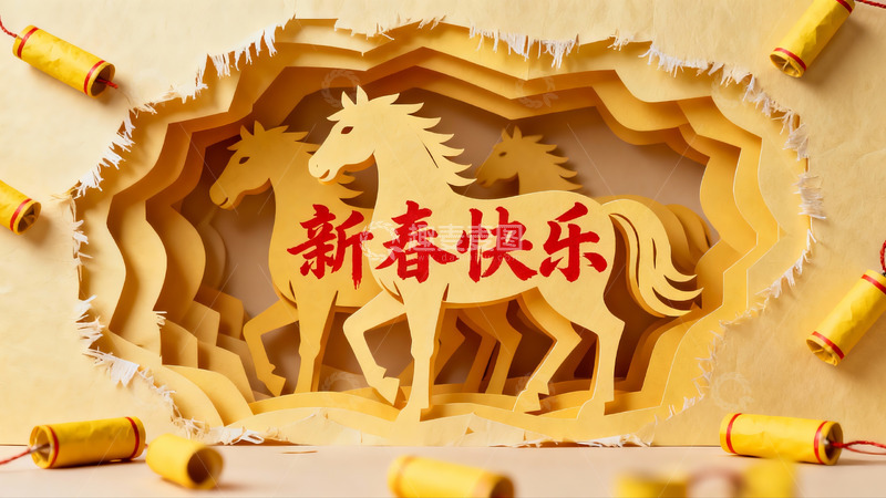 高清大图下载【趣麦麦图】新春剪纸艺术展示马年祝福