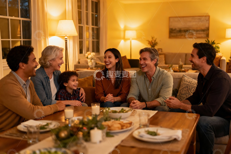 高清大图下载【趣麦麦图】温馨家庭晚餐聚会