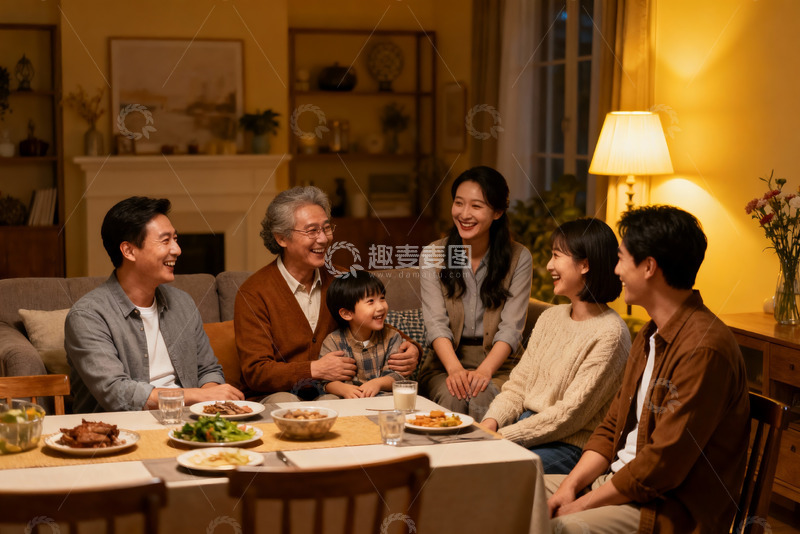 高清大图下载【趣麦麦图】温馨家庭聚餐其乐融融