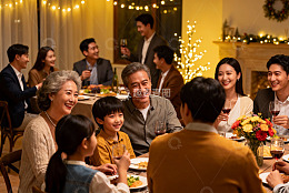 温馨家庭聚餐共庆节日