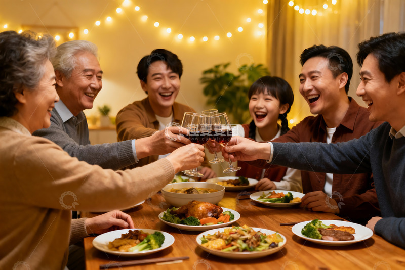 高清大图下载【趣麦麦图】家庭聚餐欢庆时刻