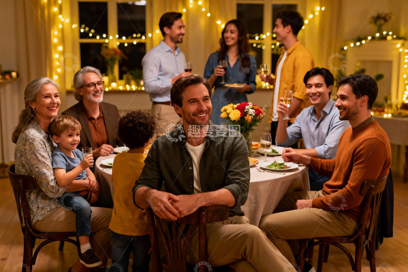 高清大图下载【趣麦麦图】温馨家庭聚会晚餐场景