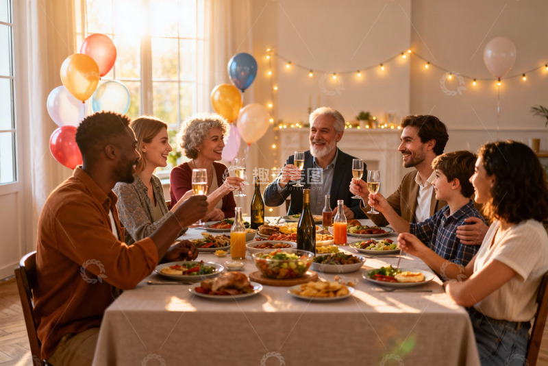 高清大图下载【趣麦麦图】家庭聚会欢庆时刻