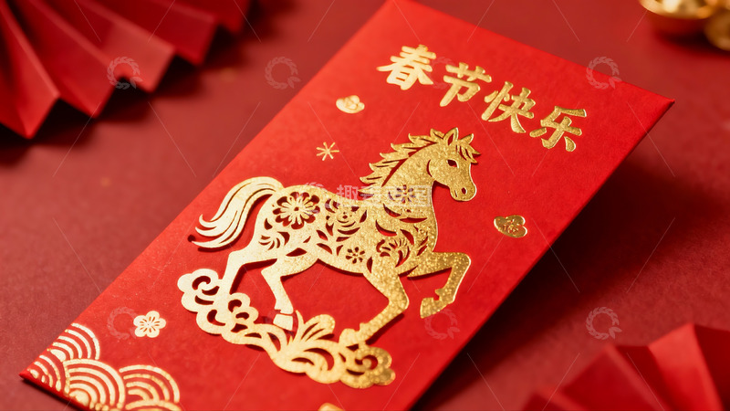 高清大图下载【趣麦麦图】春节红包上的金色马图案