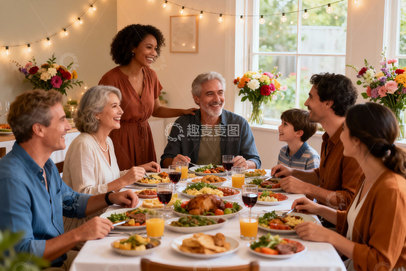 高清大图下载【趣麦麦图】温馨家庭聚餐其乐融融