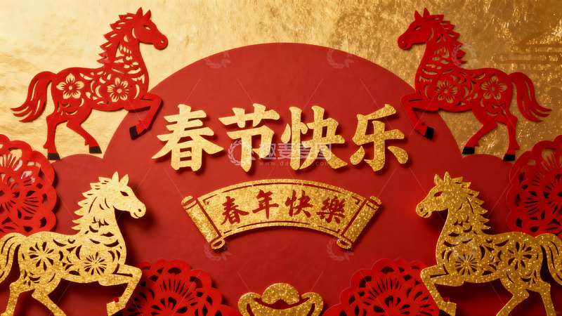 高清大图下载【趣麦麦图】春节剪纸艺术展示马年祝福