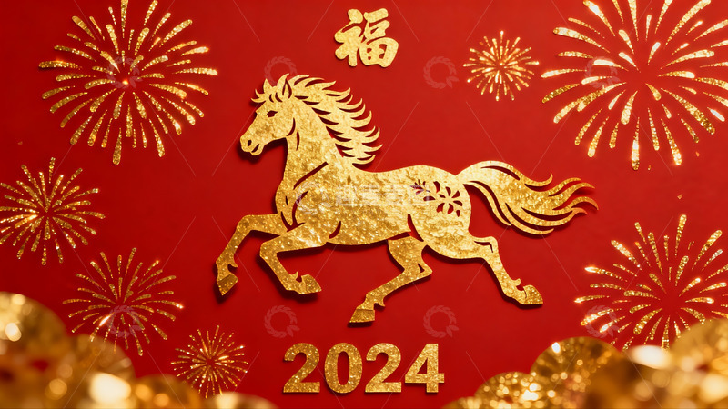 高清大图下载【趣麦麦图】2024新年马年剪纸艺术