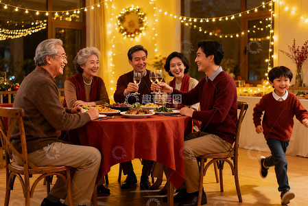 温馨家庭聚餐欢庆节日