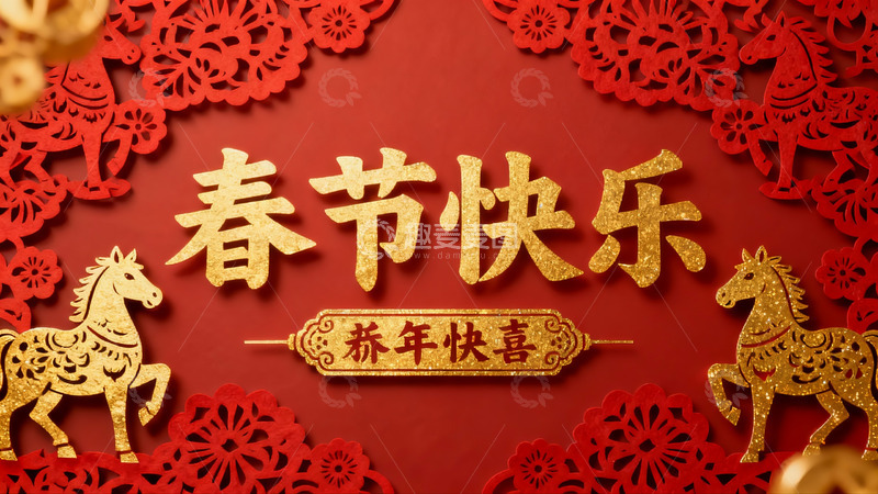 高清大图下载【趣麦麦图】春节快乐剪纸艺术装饰