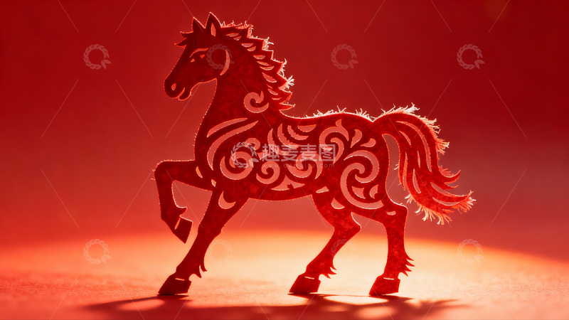 高清大图下载【趣麦麦图】红色剪纸马艺术作品