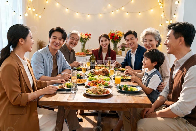 高清大图下载【趣麦麦图】家庭聚餐其乐融融