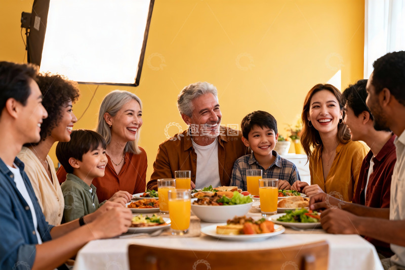 高清大图下载【趣麦麦图】家庭聚餐欢声笑语其乐融融