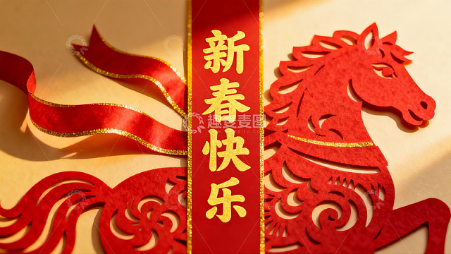 新春剪纸艺术马年祝福