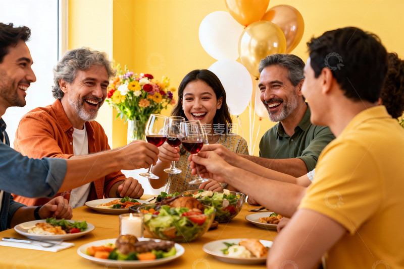 高清大图下载【趣麦麦图】朋友聚餐欢庆举杯