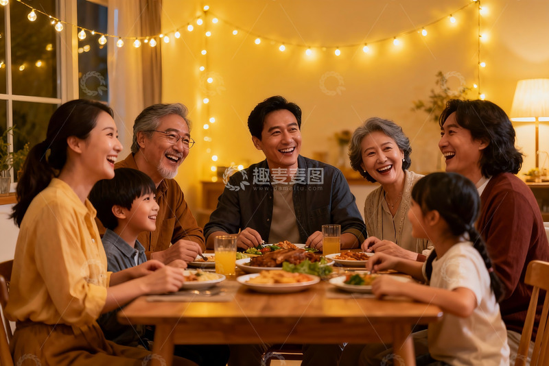 高清大图下载【趣麦麦图】温馨家庭聚餐其乐融融