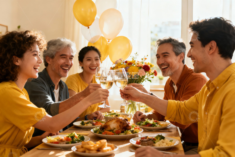 高清大图下载【趣麦麦图】朋友聚餐举杯欢庆