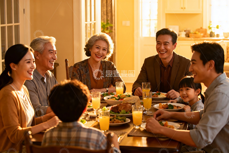 高清大图下载【趣麦麦图】温馨家庭聚餐其乐融融