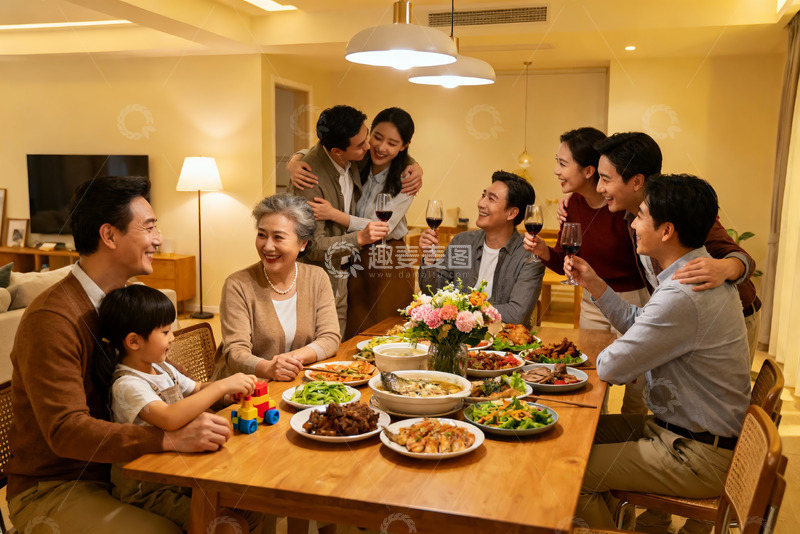 高清大图下载【趣麦麦图】温馨家庭聚餐其乐融融