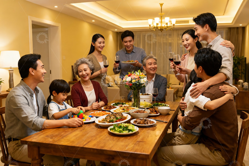 高清大图下载【趣麦麦图】温馨家庭聚餐其乐融融