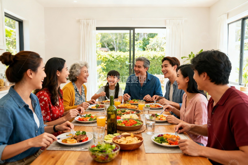 高清大图下载【趣麦麦图】家庭聚餐其乐融融