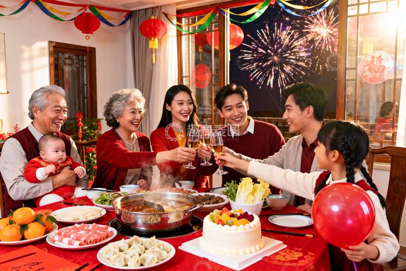 高清大图下载【趣麦麦图】家庭欢聚庆团圆夜