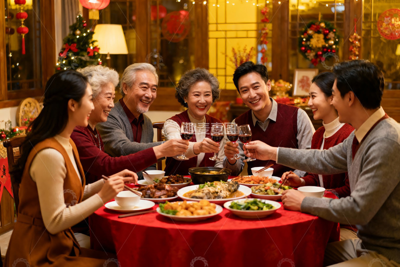 高清大图下载【趣麦麦图】家庭聚餐欢庆团圆