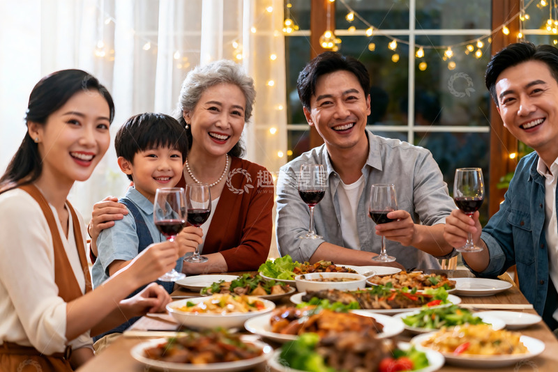 高清大图下载【趣麦麦图】三代同堂家庭聚餐其乐融融