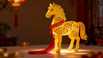 金色纸马装饰品节日氛围浓厚