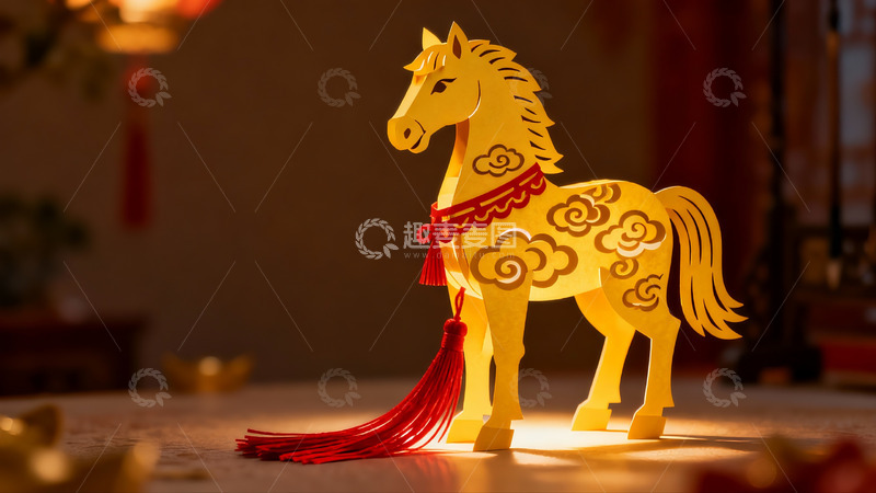 高清大图下载【趣麦麦图】金色纸马装饰品节日氛围浓厚