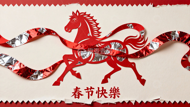 春节剪纸马图案寓意吉祥