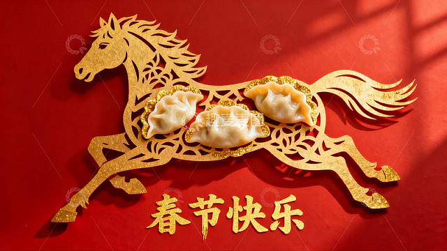 春节剪纸饺子装饰图