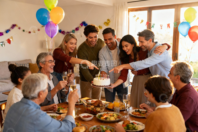 高清大图下载【趣麦麦图】家庭生日聚会欢庆场景