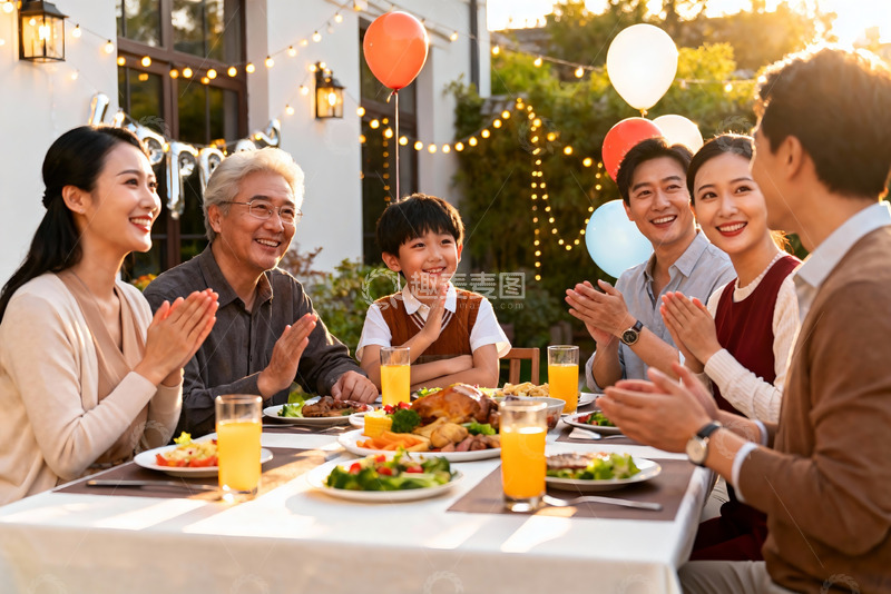 高清大图下载【趣麦麦图】家庭户外聚餐欢庆场景