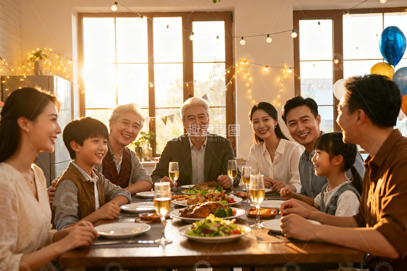 高清大图下载【趣麦麦图】温馨家庭聚餐其乐融融